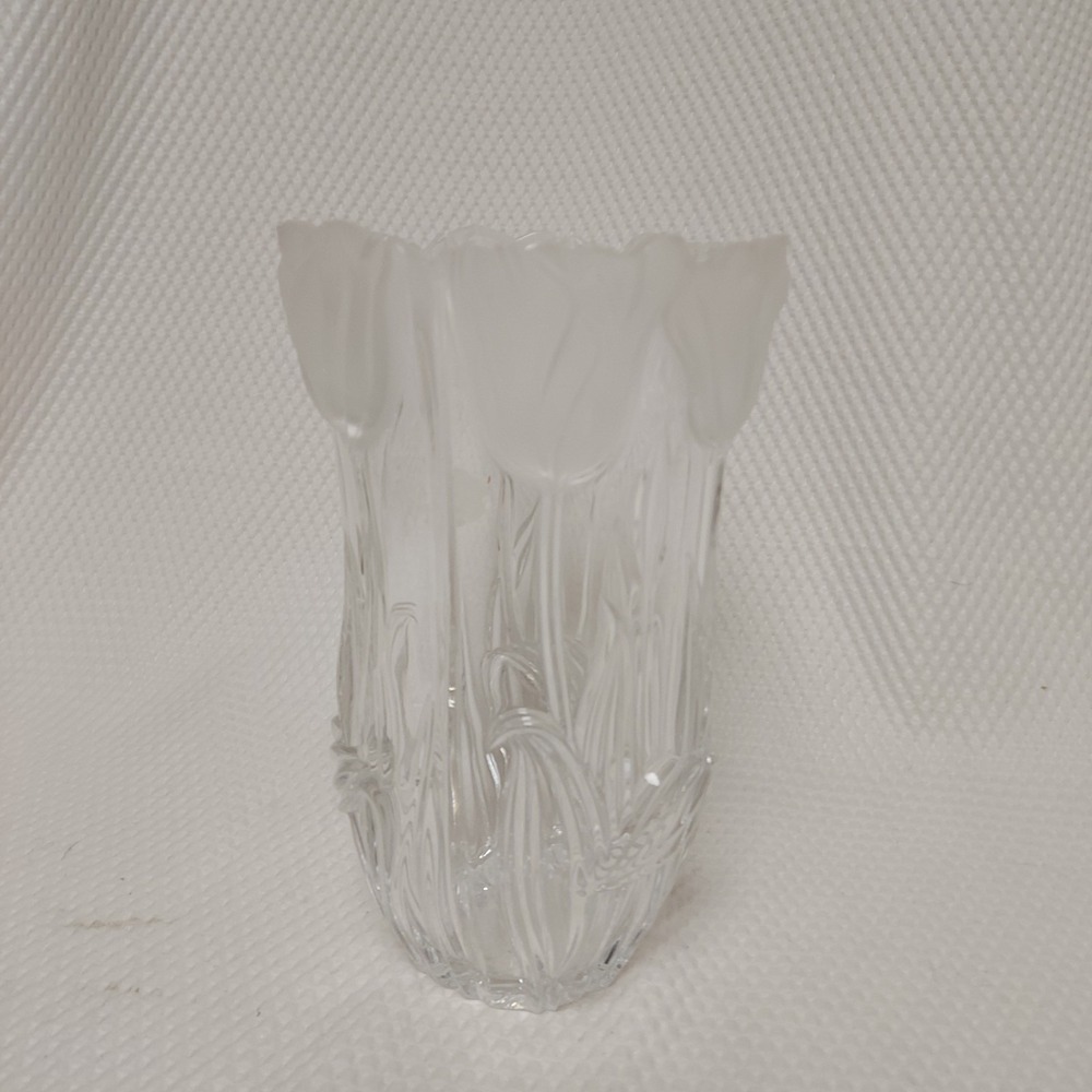 Block Brand 24% Full Lead Crystal 8" Tulip Vases, Set of 2,  Hand Crafted